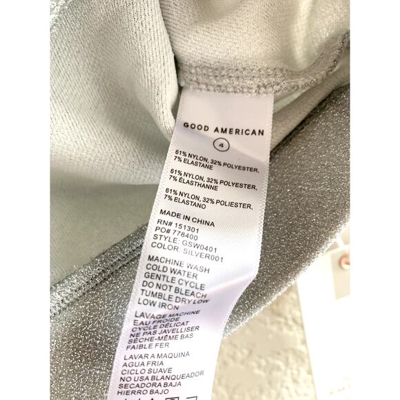 Good American Sparkle Crop Cover-Up Tee in Silver XL NWT - Picture 7 of 10